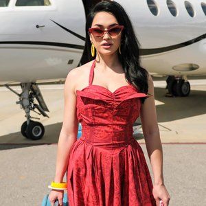 Unique Vintage Alfred Shaheen Red Hawaiian Dress